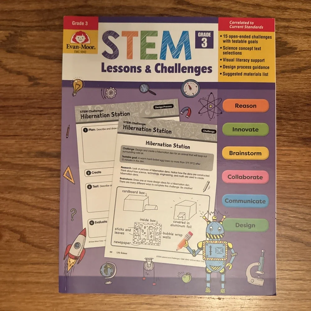 NEW Stem Lessons and Challenges Grade 3 Evan-Moor Paperback Workbook Home School
